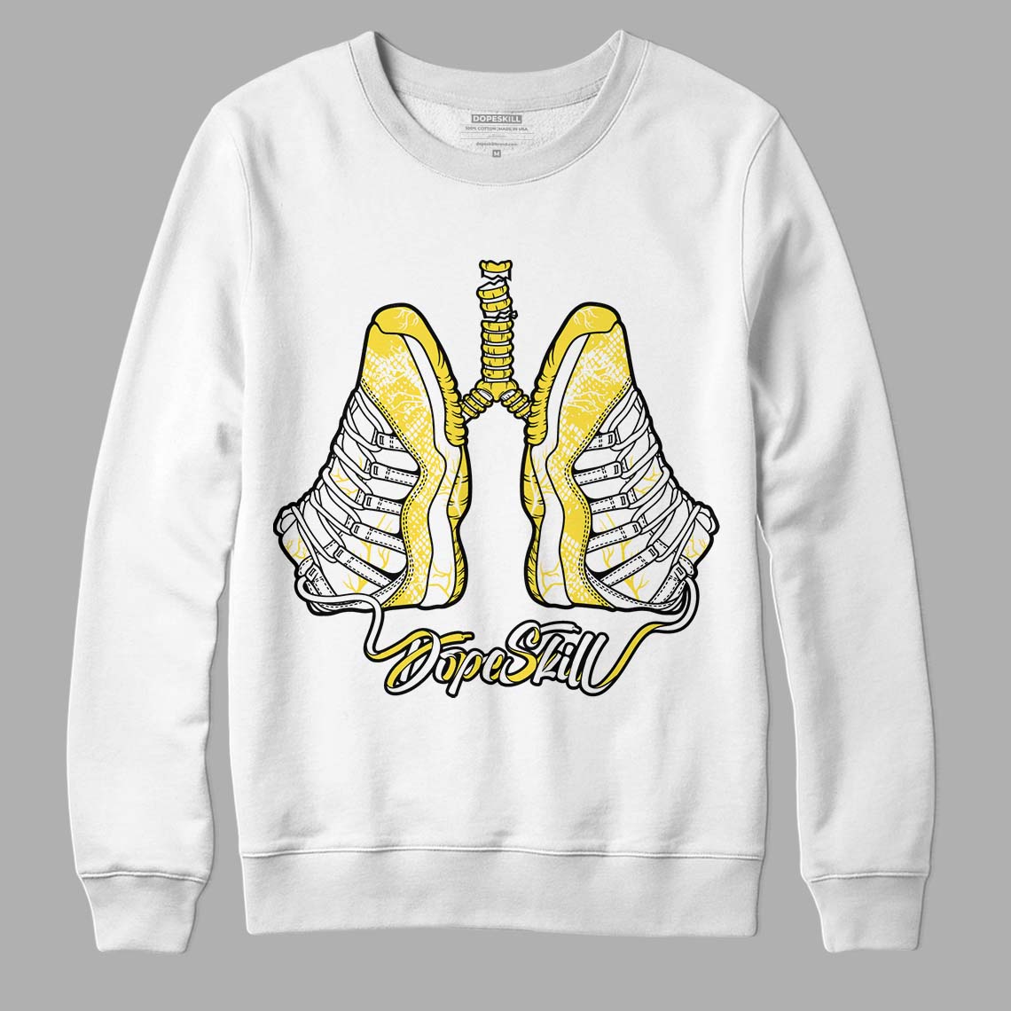 Jordan 11 Low 'Yellow Snakeskin' DopeSkill Sweatshirt Breathe Graphic Streetwear - White