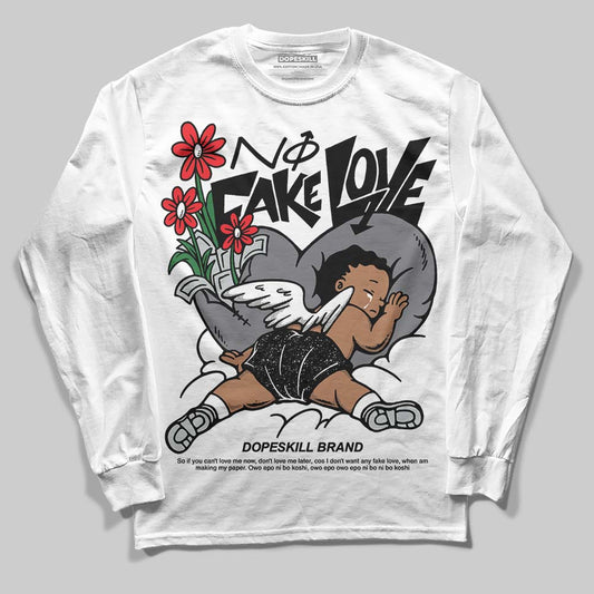 Jordan 4 “Fear” DopeSkill Long Sleeve T-Shirt No Fake Love Graphic Streetwear - White