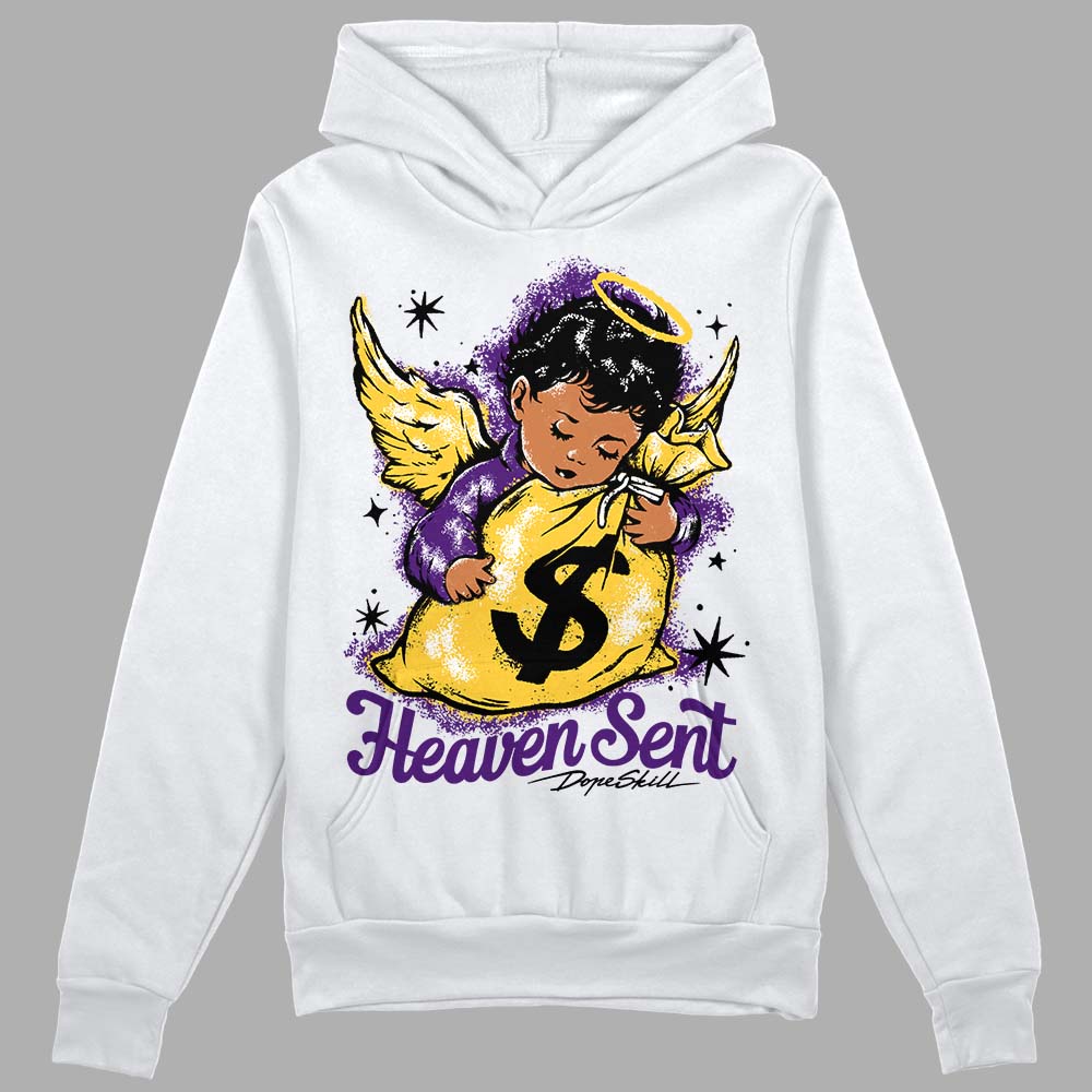 Jordan 12 "Field Purple" DopeSkill Hoodie Sweatshirt Heaven Sent Graphic Streetwear - White