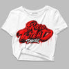 Jordan 1 Retro High OG "Satin Bred" DopeSkill Women's Crop Top Rare Breed Type Graphic Streetwear - White