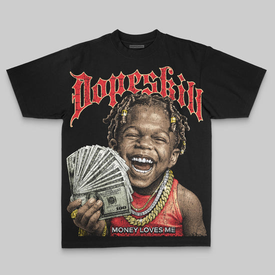 Money Loves Me Oversize Print DopeSkill T-shirt Streetwear - Black