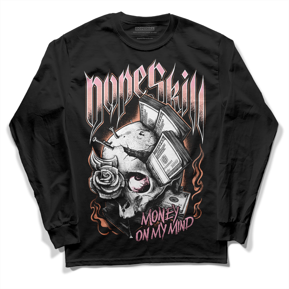 Jordan 11 Low “Legend Pink” DopeSkill Long Sleeve T-Shirt Money On My Mind Graphic Streetwear - Black