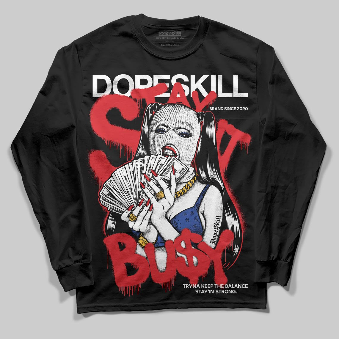 Jordan 3 “Seoul 2.0” DopeSkill Long Sleeve T-Shirt Stay It Busy Graphic Streetwear - Black