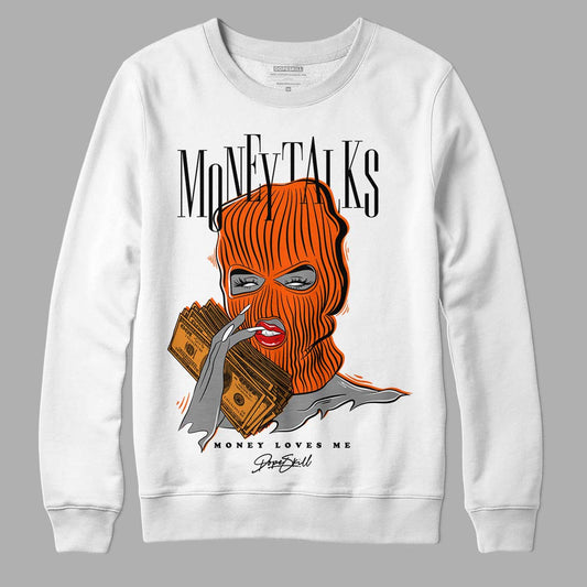 Jordan 12 Retro Brilliant Orange DopeSkill Sweatshirt Money Talks Graphic Streetwear - White