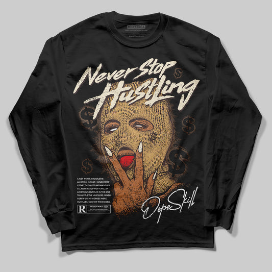 Jordan 5 “Earth/Metallic Gold” DopeSkill Long Sleeve T-Shirt Never Stop Hustling Graphic Streetwear - Black