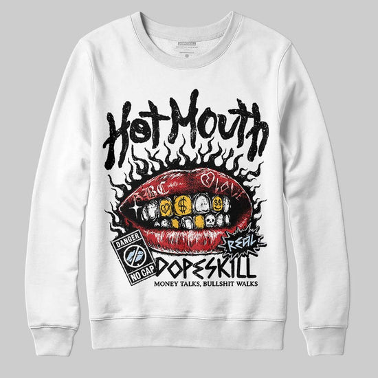 Jordan 5 Retro OG Black Metallic Reimagined DopeSkill Sweatshirt Hot Mouth Graphic Streetwear - White