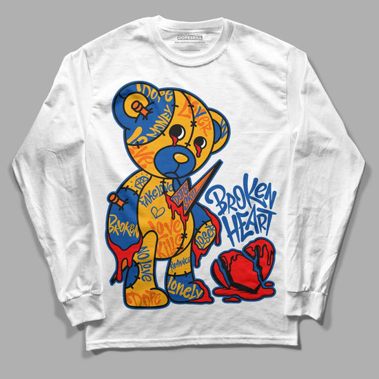 Dunk Blue Jay and University Gold DopeSkill Long Sleeve T-Shirt Broken Heart Graphic Streetwear - White