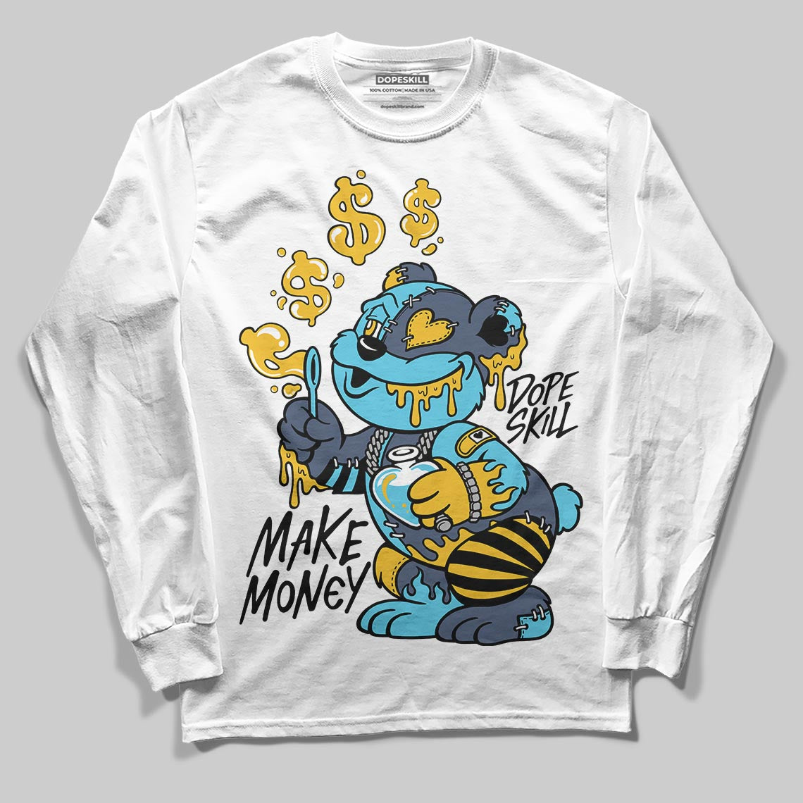 Jordan 11 Retro Gamma Blue (2025) DopeSkill Long Sleeve T-Shirt Make Money Graphic Streetwear - White