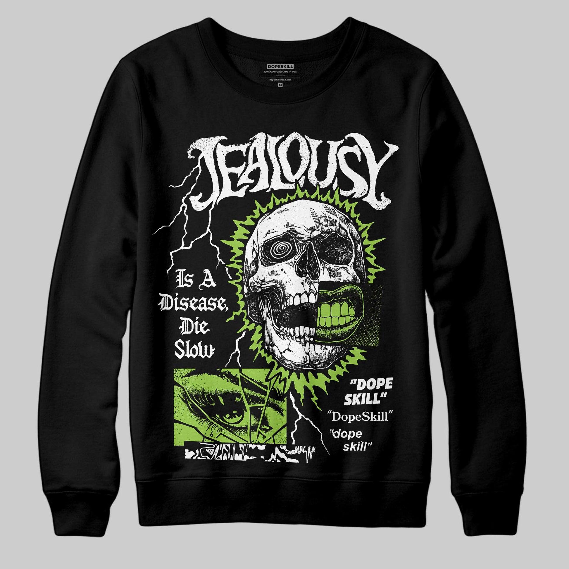 Neon Green Sneakers DopeSkill Sweatshirt Jealousy Graphic Streetwear - Black