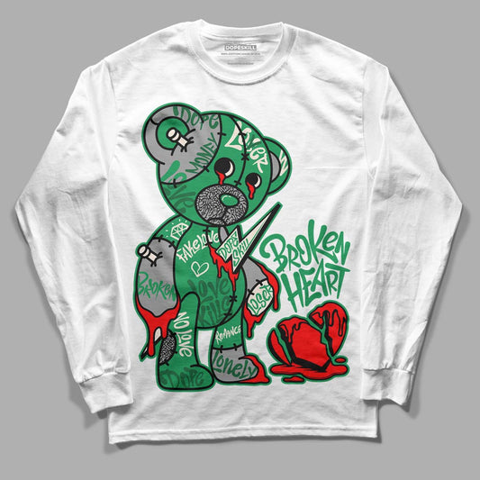 Jordan 3 WMNS “Lucky Green” DopeSkill Long Sleeve T-Shirt Broken Heart Graphic Streetwear - White