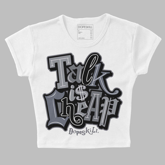 Jordan 14 Retro 'Stealth' DopeSkill Women's Crop Top Talk Is Chip Graphic Streetwear - White