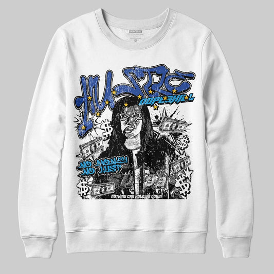 Royal Blue Sneakers DopeSkill Sweatshirt No Money No Lust Graphic Streetwear - White