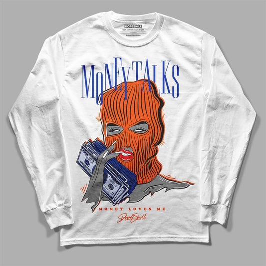 Dunk Low Futura Orange Blaze DopeSkill Long Sleeve T-Shirt Money Talks Graphic Streetwear - White