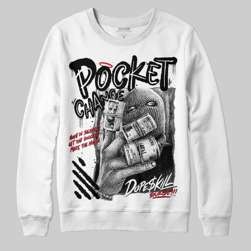 Jordan 4 “Black Cat” (2025) DopeSkill Sweatshirt Pocket Change Graphic Streetwear - White