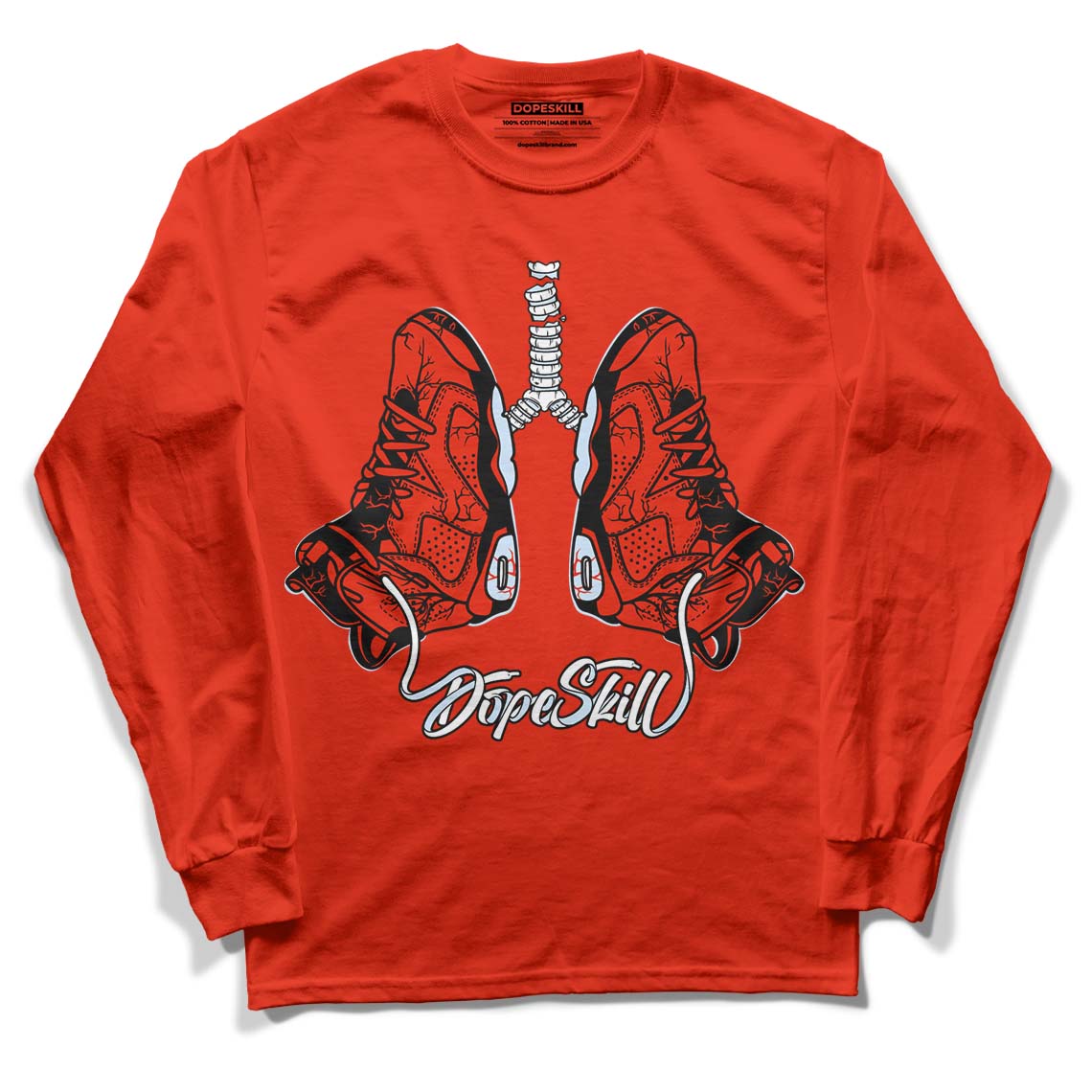 Jordan 6 Retro Toro Bravo DopeSkill Varsity Red Long Sleeve T-Shirt Breathe Graphic Streetwear