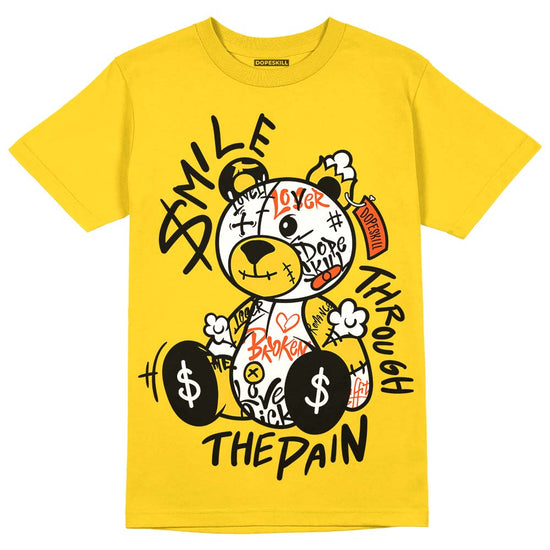 Jordan 4 Retro “Vivid Sulfur” DopeSkill Yellow T-shirt Smile Through The Pain Graphic Streetwear 