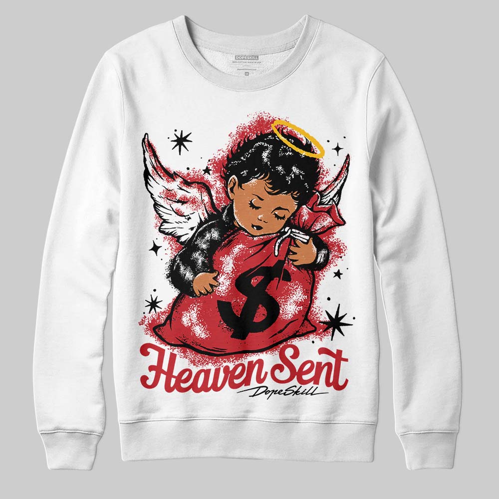 Jordan 5 Retro Fire Red Black Tongue (2025) DopeSkill Sweatshirt Heaven Sent Graphic Streetwear - White