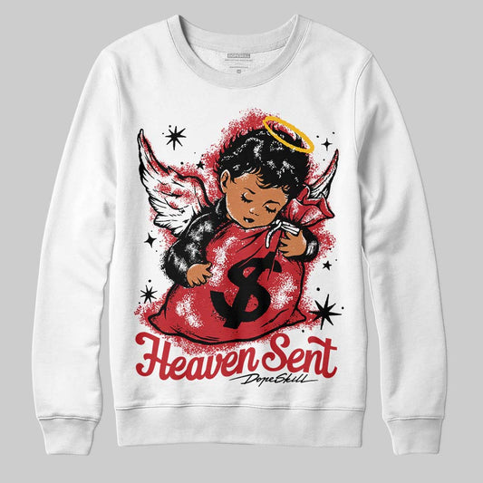 Jordan 5 Retro Fire Red Black Tongue (2025) DopeSkill Sweatshirt Heaven Sent Graphic Streetwear - White