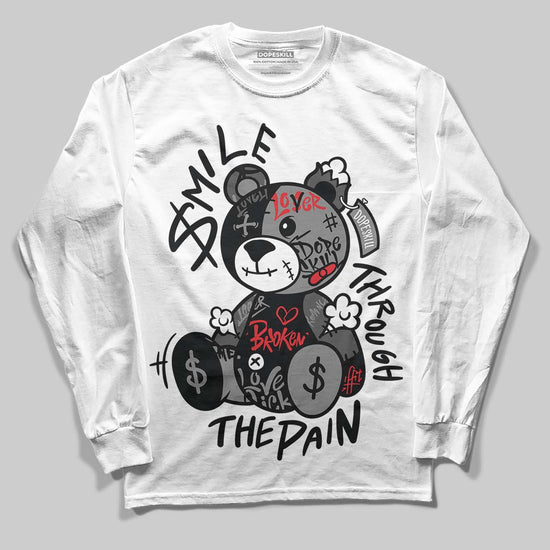 Jordan 10 Retro Shadow (2025) DopeSkill Long Sleeve T-Shirt Smile Through The Pain Graphic Streetwear - White