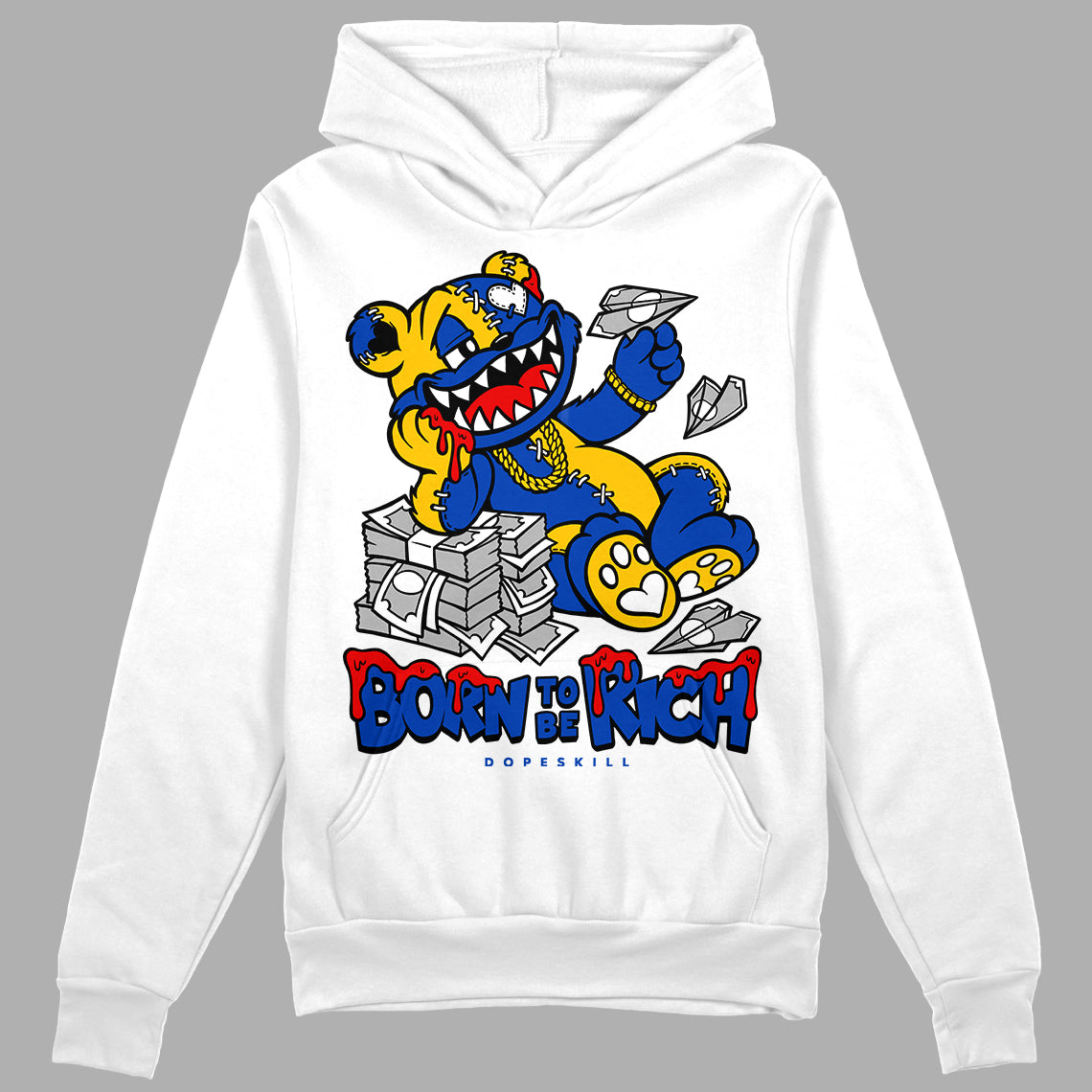 Jordan 14 “Laney” DopeSkill Hoodie Sweatshirt Born To Be Rich Graphic Streetwear - White 