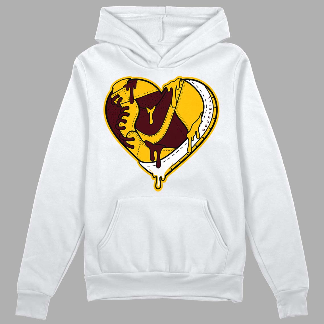 Dunk Yellow Bordeaux DopeSkill Hoodie Sweatshirt Heart Jordan Graphic Streetwear - White