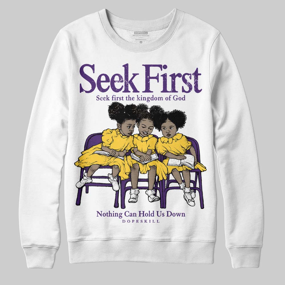 Jordan 12 “Field Purple” DopeSkill Sweatshirt New Seek First Graphic Streetwear - White