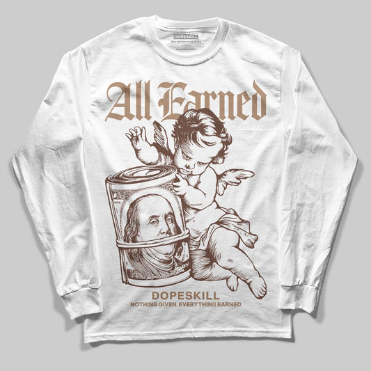 Harris Tweed x Wmns Dunk Low 'Sesame' DopeSkill Long Sleeve T-Shirt All Earned Graphic Streetwear - White 