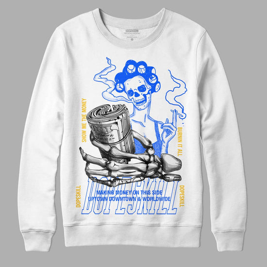 Royal Blue Sneakers DopeSkill Sweatshirt Show Me The Money Graphic Streetwear - White