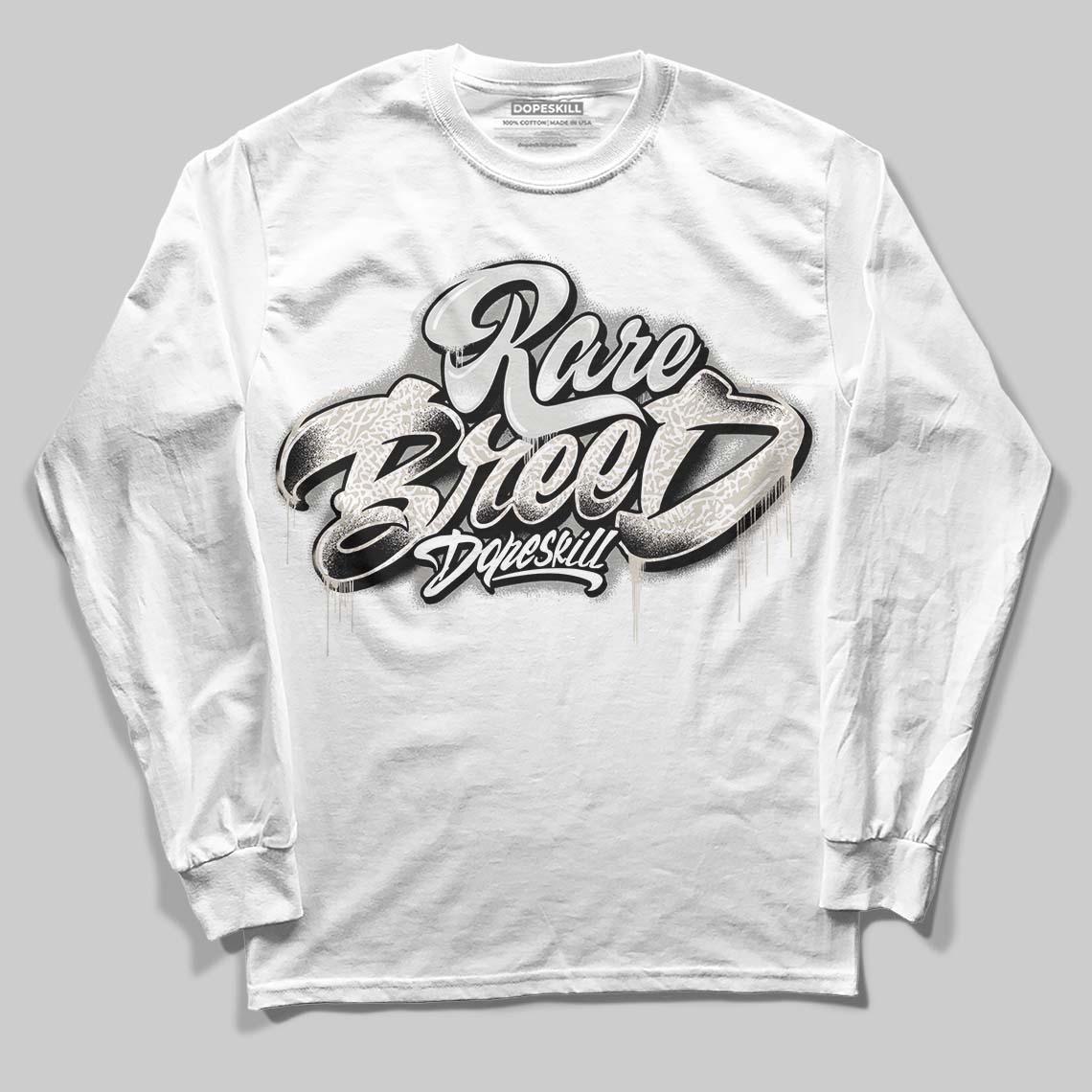 Jordan 3 Retro Pure Money DopeSkill Long Sleeve T-Shirt Rare Breed Type Graphic Streetwear - White