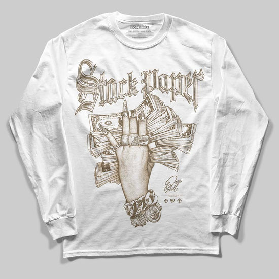 TAN Sneakers DopeSkill Long Sleeve T-Shirt Stack Paper Graphic Streetwear - WHite