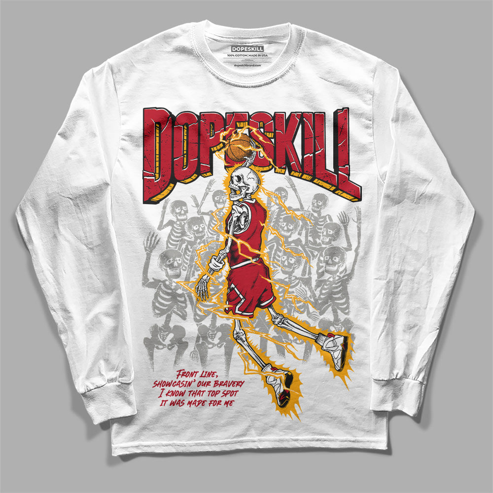 Jordan 7 Retro Cardinal DopeSkill Long Sleeve T-Shirt Thunder Dunk Graphic Streetwear - White 