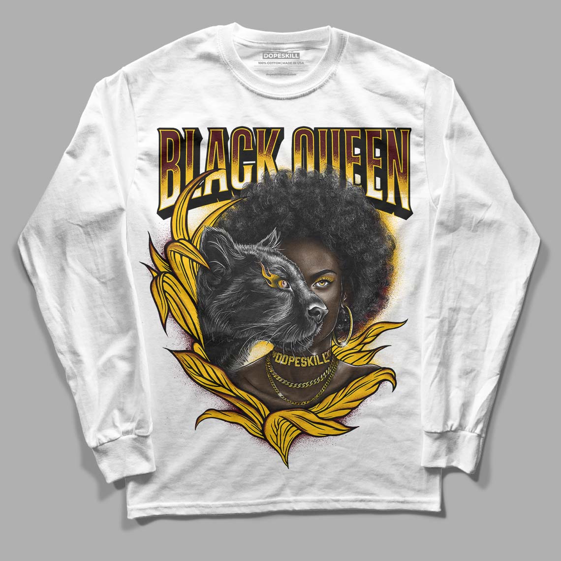 Dunk Yellow Bordeaux DopeSkill Long Sleeve T-Shirt New Black Queen Graphic Streetwear - White