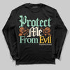 SB Dunk Low Rodeo Tourmaline DopeSkill Long Sleeve T-Shirt Protect Me From Evil Graphic Streetwear - Black
