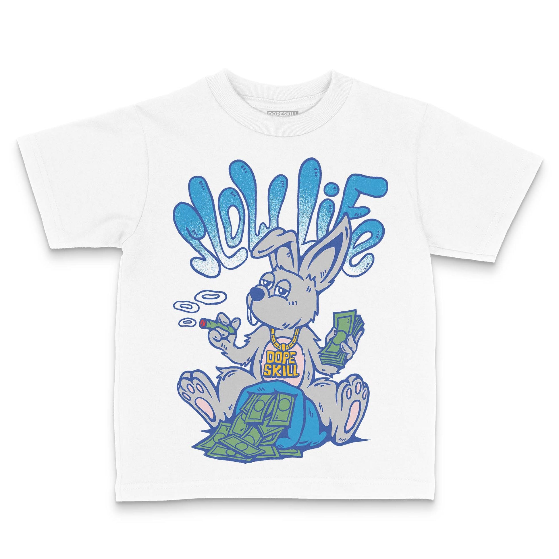 Royal Blue Sneakers DopeSkill Toddler Kids T-shirt Slow Life Graphic Streetwear - White