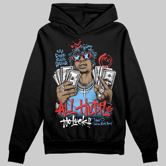 University Blue Sneakers DopeSkill Hoodie All Hustle No Luck Graphic Streetwear - black