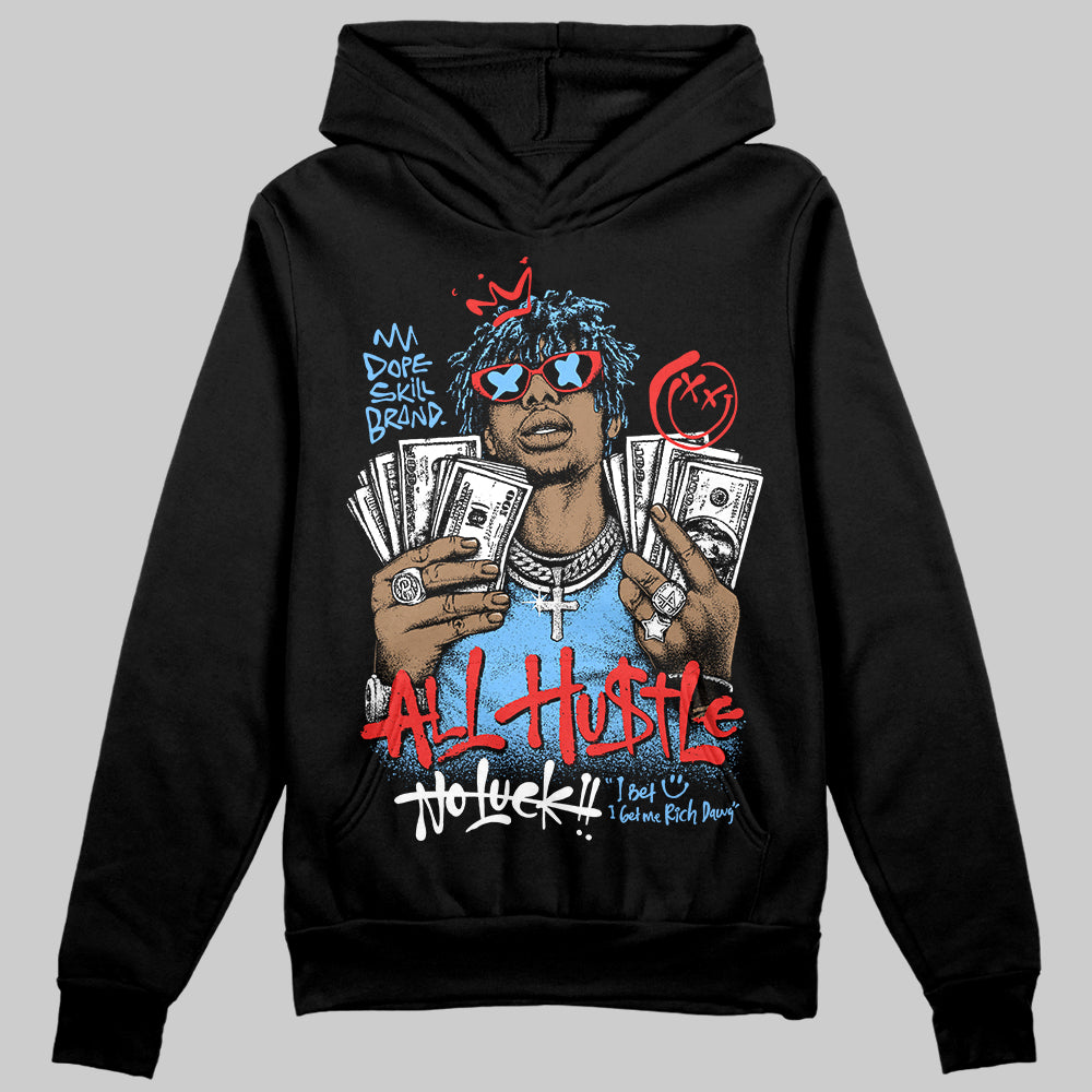 University Blue Sneakers DopeSkill Hoodie All Hustle No Luck Graphic Streetwear - black