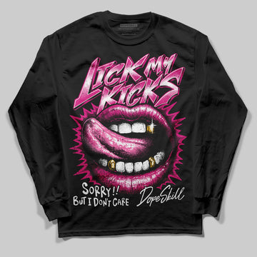 Rick Owens Pink Leather Low Sneakers DopeSkill Long Sleeve T-Shirt Lick My Kicks Graphic Streetwear - Black