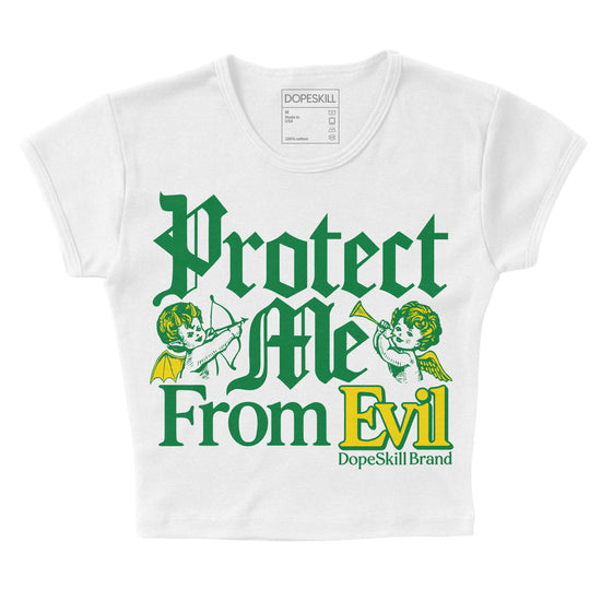 Dunk Low Reverse Brazil DopeSkill Women's Crop Top Protect Me From Evil Graphic Streetwear - White 