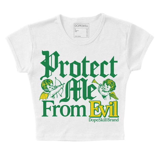 Dunk Low Reverse Brazil DopeSkill Women's Crop Top Protect Me From Evil Graphic Streetwear - White 