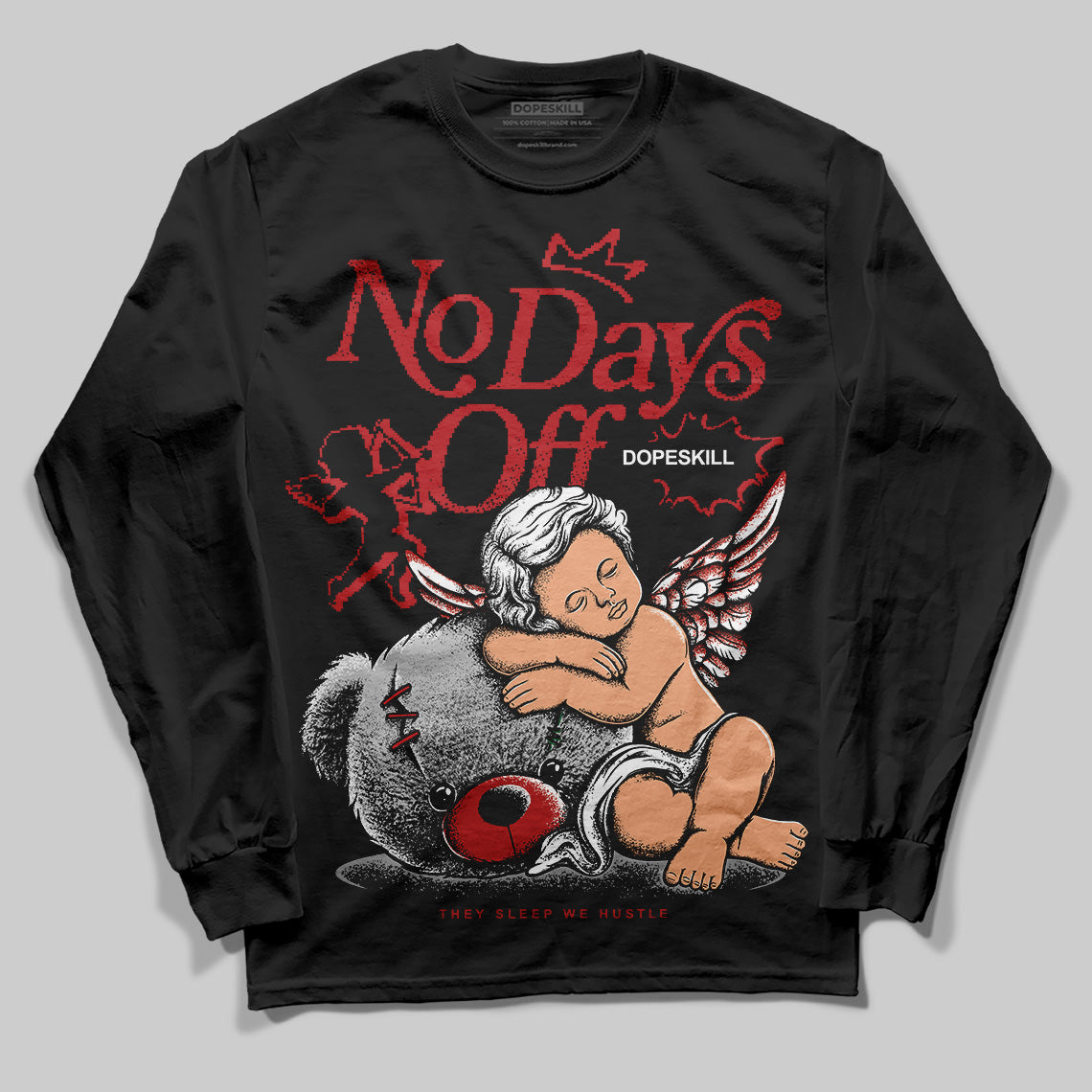 Jordan 12 Retro Flu Game (2025) DopeSkill Long Sleeve T-Shirt New No Days Off Graphic Streetwear - Black