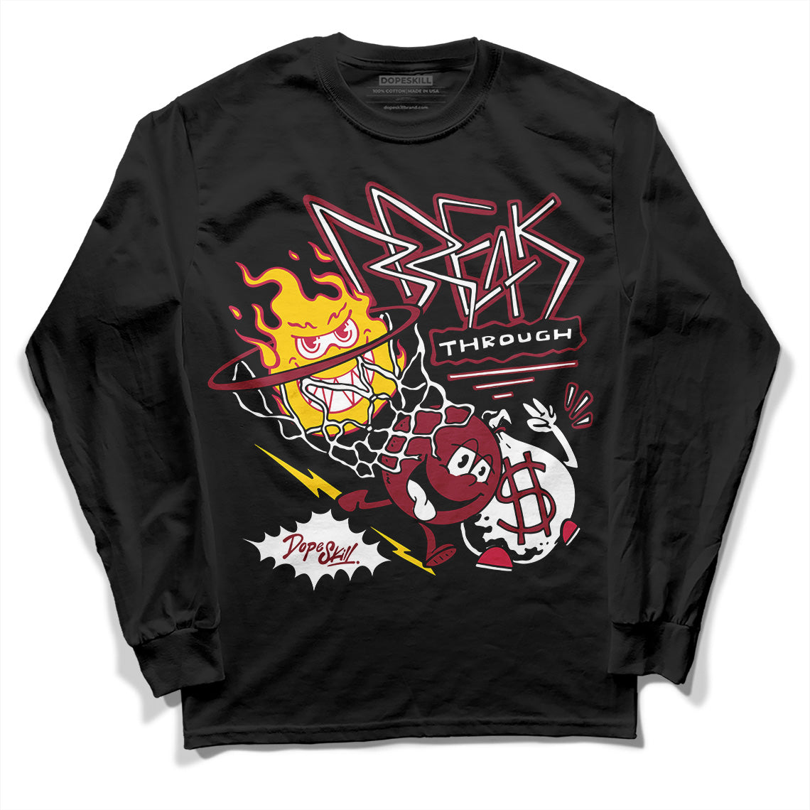 Jordan 1 Retro High '85 OG Metallic Burgundy DopeSkill Long Sleeve T-Shirt Break Through Graphic Streetwear - black