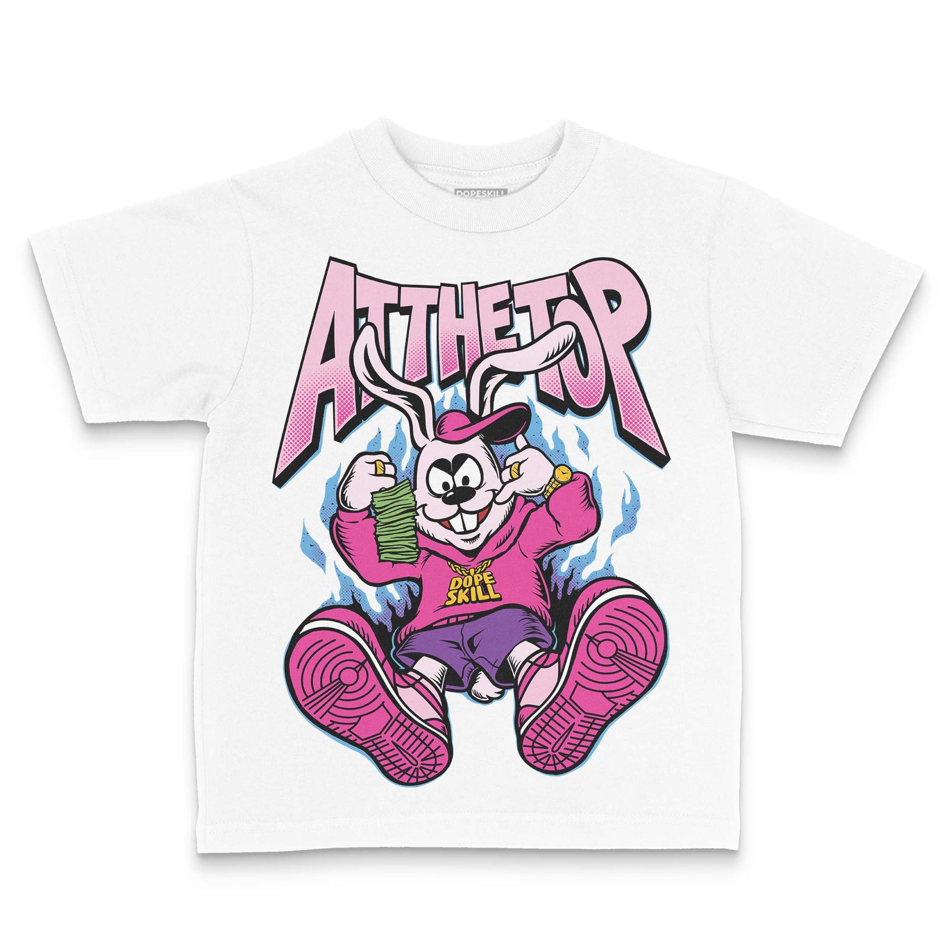 Pink Sneakers DopeSkill Toddler Kids T-shirt At The Top Graphic Streetwear - White 