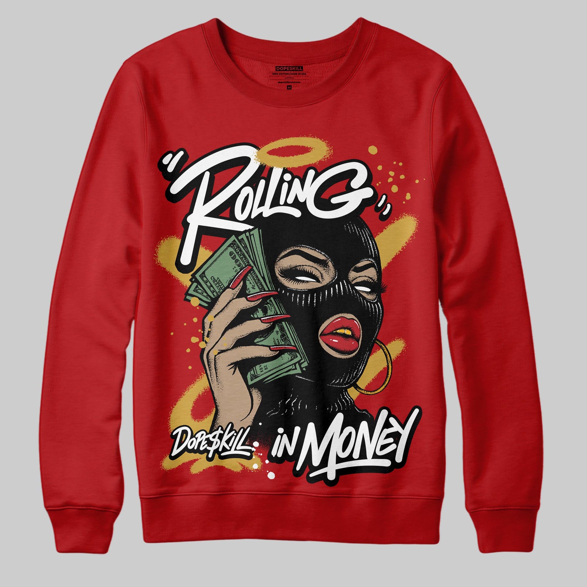Red Sneakers DopeSkill Sweatshirt Rolling in Money Graphic Streetwear - Red