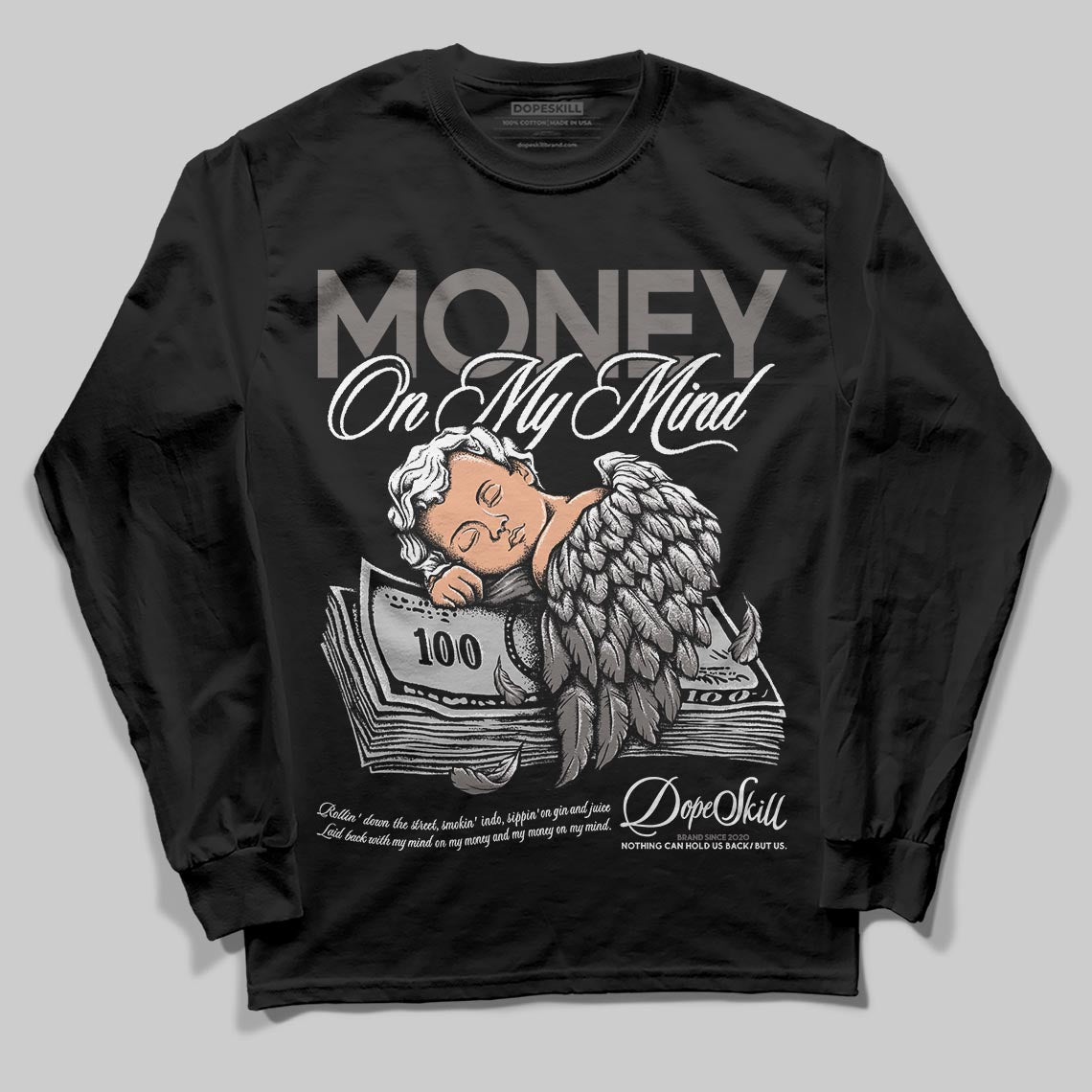 Jordan 4 Retro Cave Stone DopeSkill Long Sleeve T-Shirt MOMM Graphic Streetwear - Black