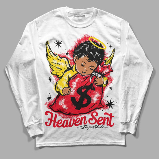 Jordan 4 Red Thunder DopeSkill Long Sleeve T-Shirt Heaven Sent Graphic Streetwear - White