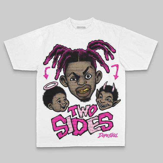 Pink Oversize Print Two Sides DopeSkill Graphic Premium T-shirt Streetwear - White