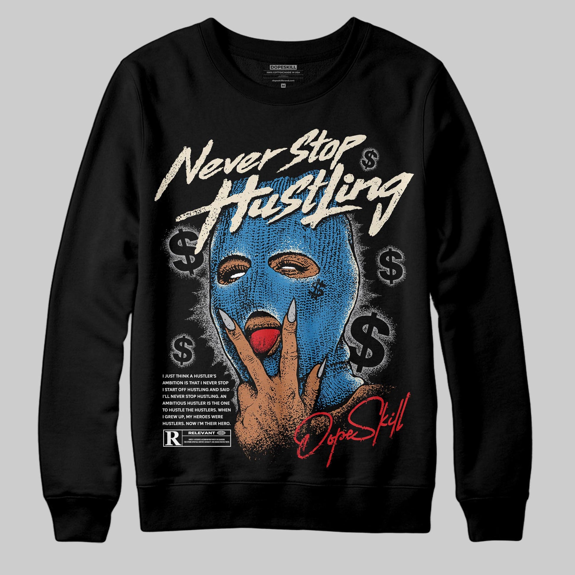 Jordan 3 Retro OG Rare Air DopeSkill Sweatshirt Never Stop Hustling Graphic Streetwear - Black