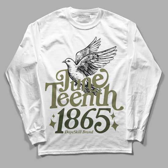 Jordan 4 Retro SE Craft Medium Olive DopeSkill Long Sleeve T-Shirt Juneteenth 1865 Graphic Streetwear - White