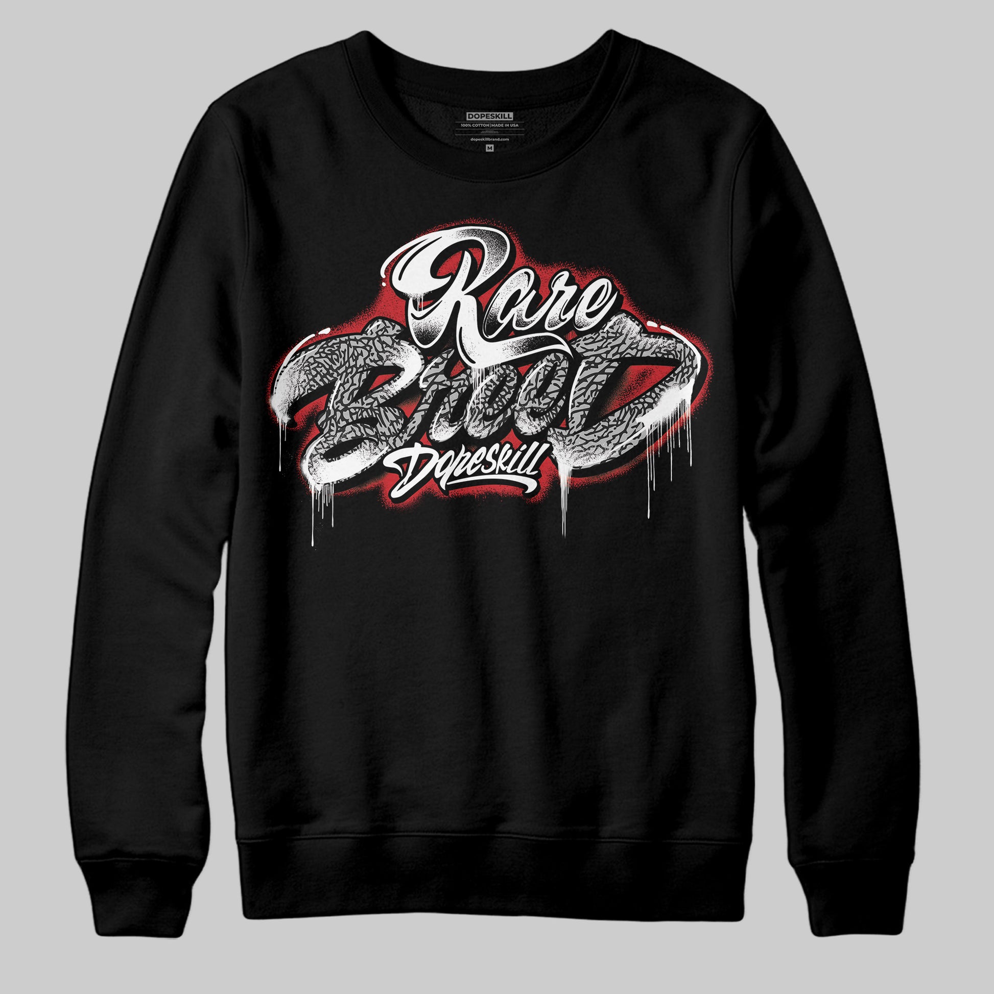 Jordan 3 OG “Black Cement” DopeSkill Sweatshirt Rare Breed Type Graphic Streetwear - Black