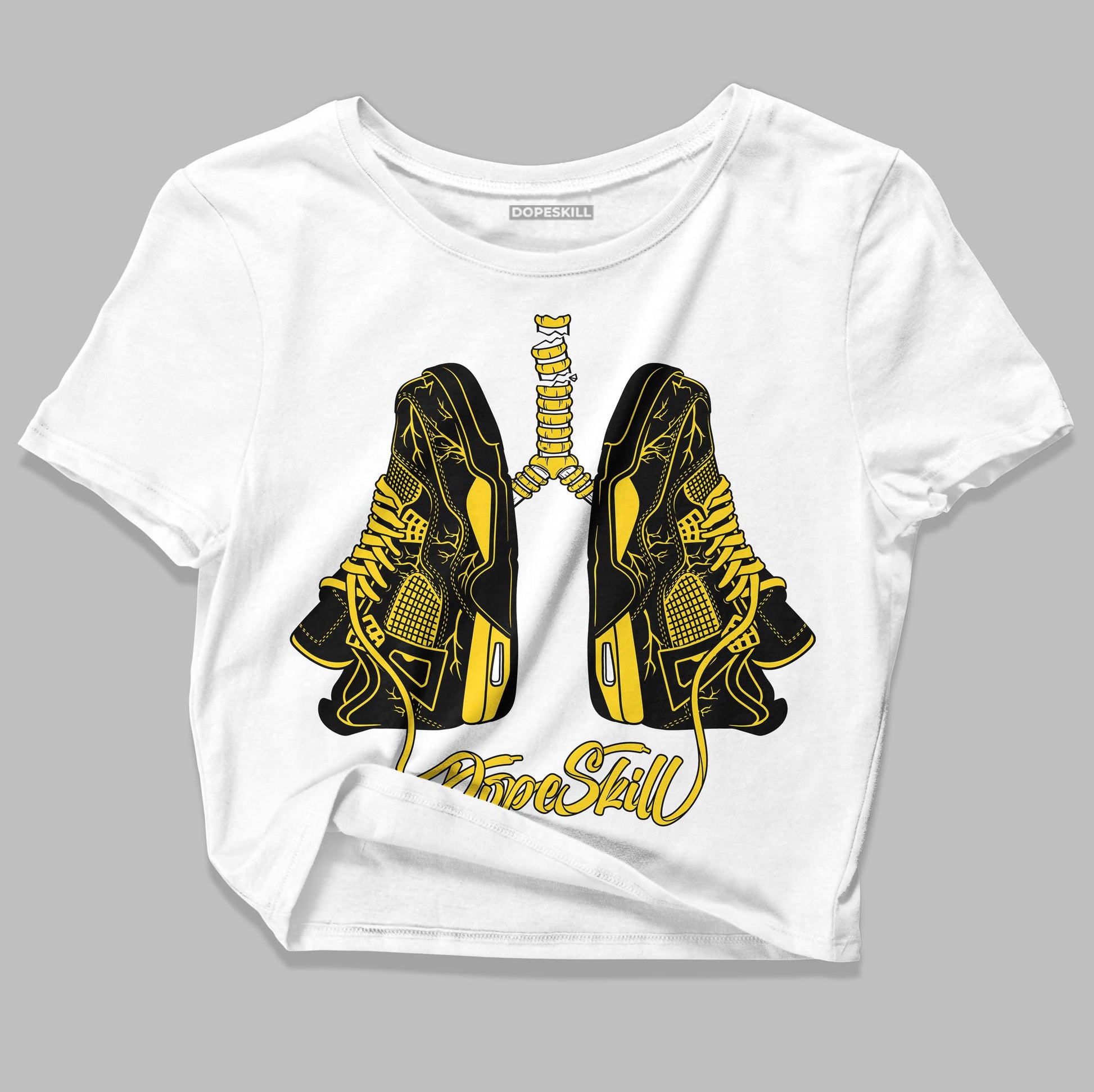 Jordan 4 Yellow Thunder DopeSkill Women's Crop Top Breathe Graphic Streetwear - White 